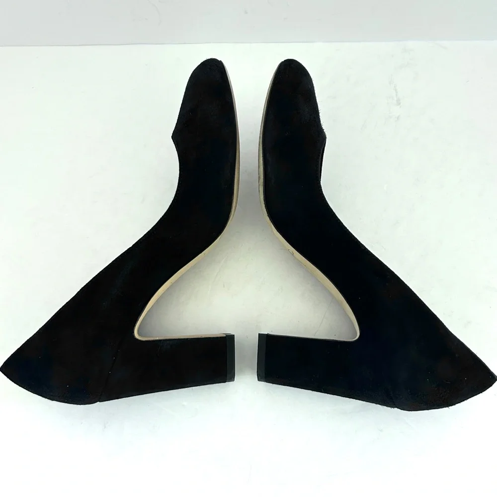 Jimmy Choo Billie Suede Pumps Block Heel Round Toe Minimalist Size US 5 EU 35 - Picture 10 of 14